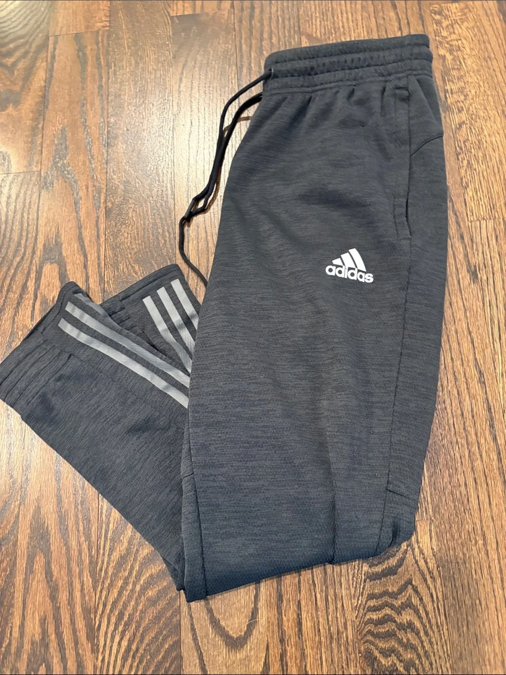 adidas Black Mens Jogger Sweatpants with Reflective Stripes Size M